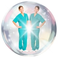 Two identical women - one more translucent than the other